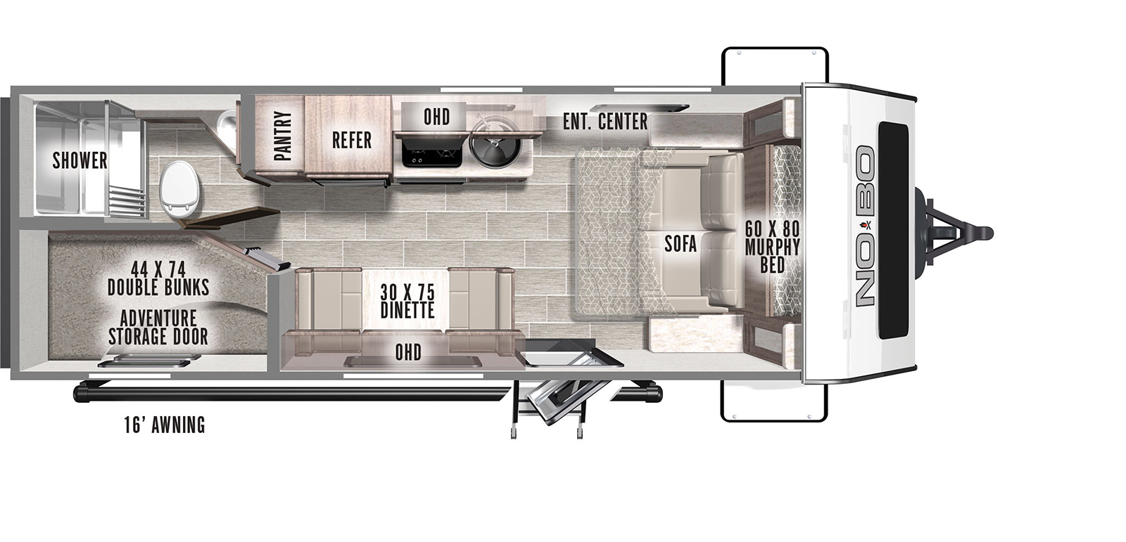 2024 FOREST RIVER NO BOUNDARIES 19.3, , floor-plans-day image number 0